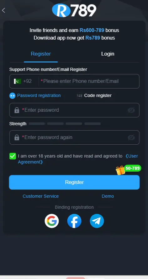 R789 Login & Register